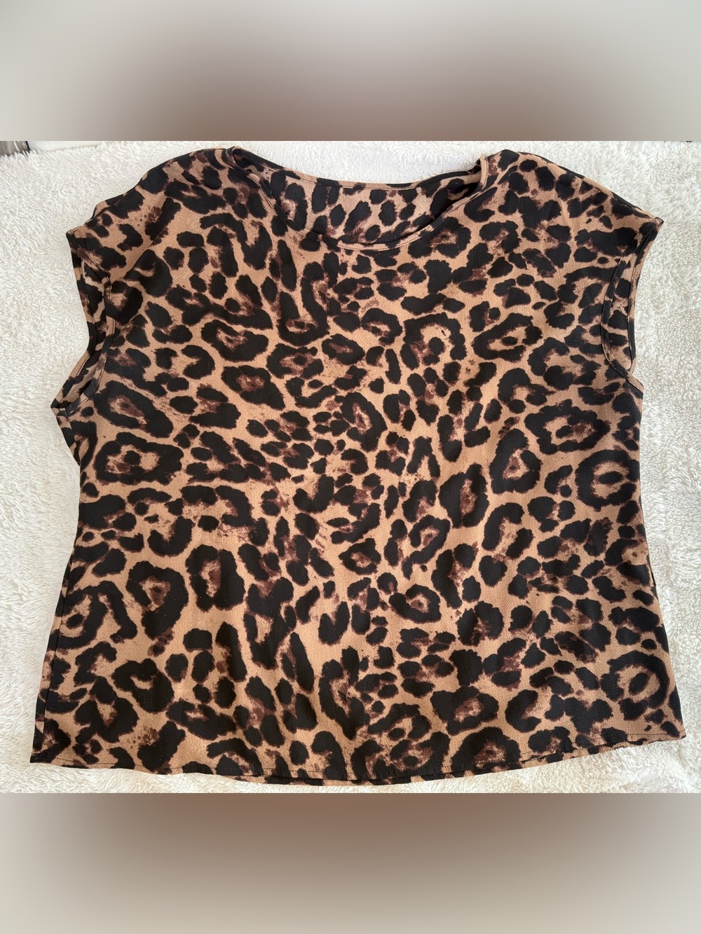 Women’s 2XL Leopard Print Cap Sleeve Blouse